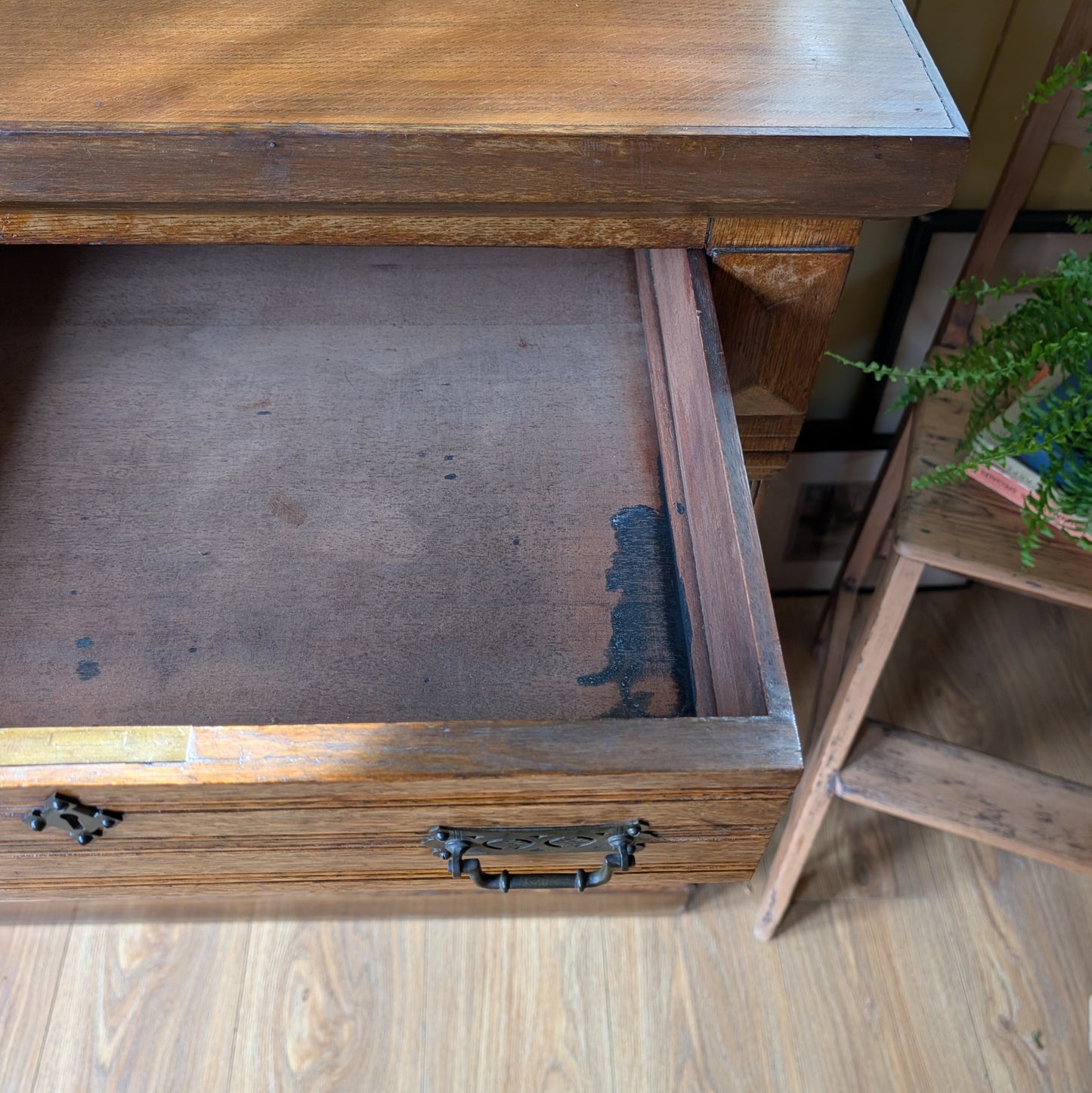 Large Antique Oak Cupboard with Two Drawers.
