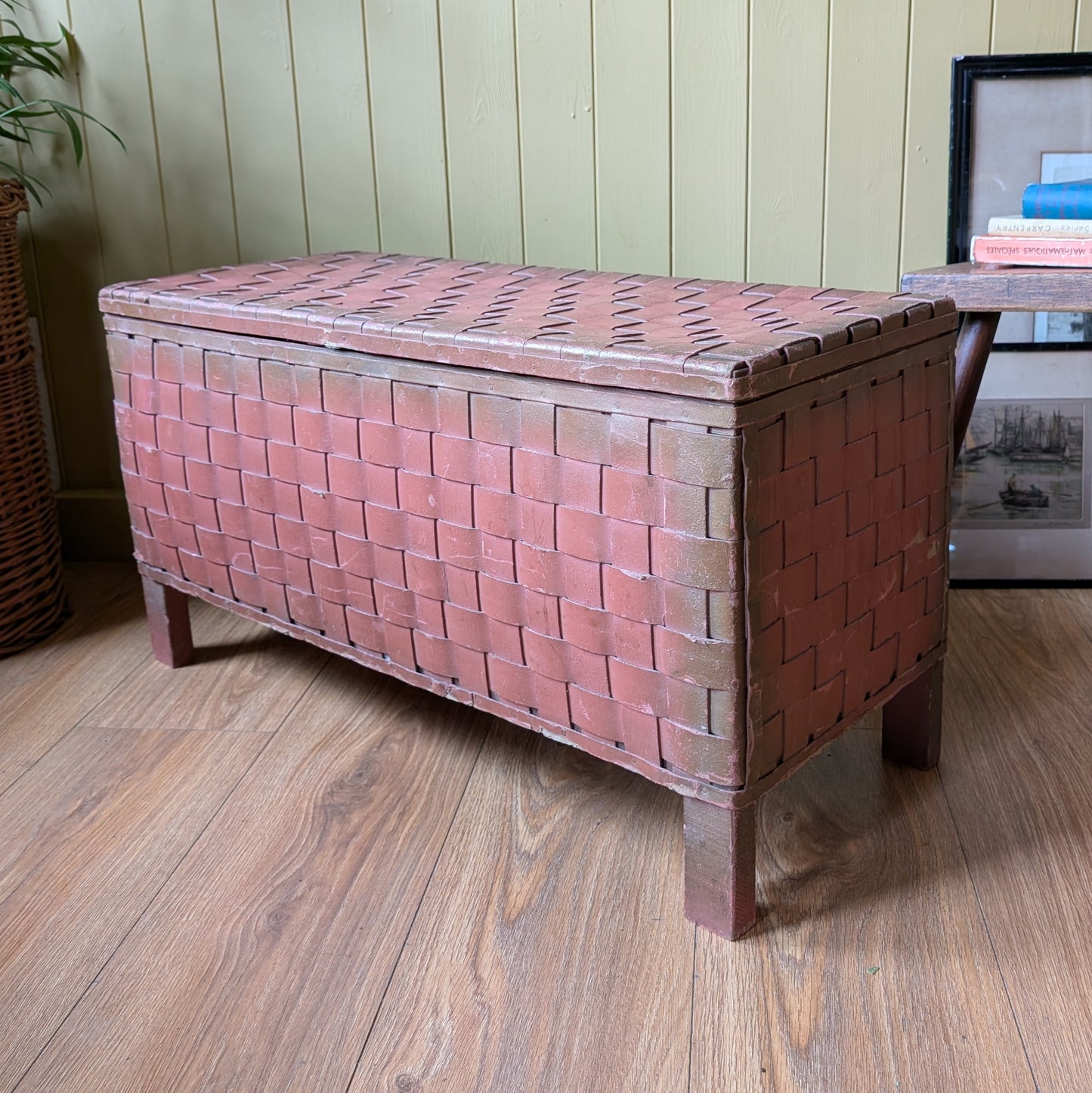 Small Vintage Woven Blanket Box