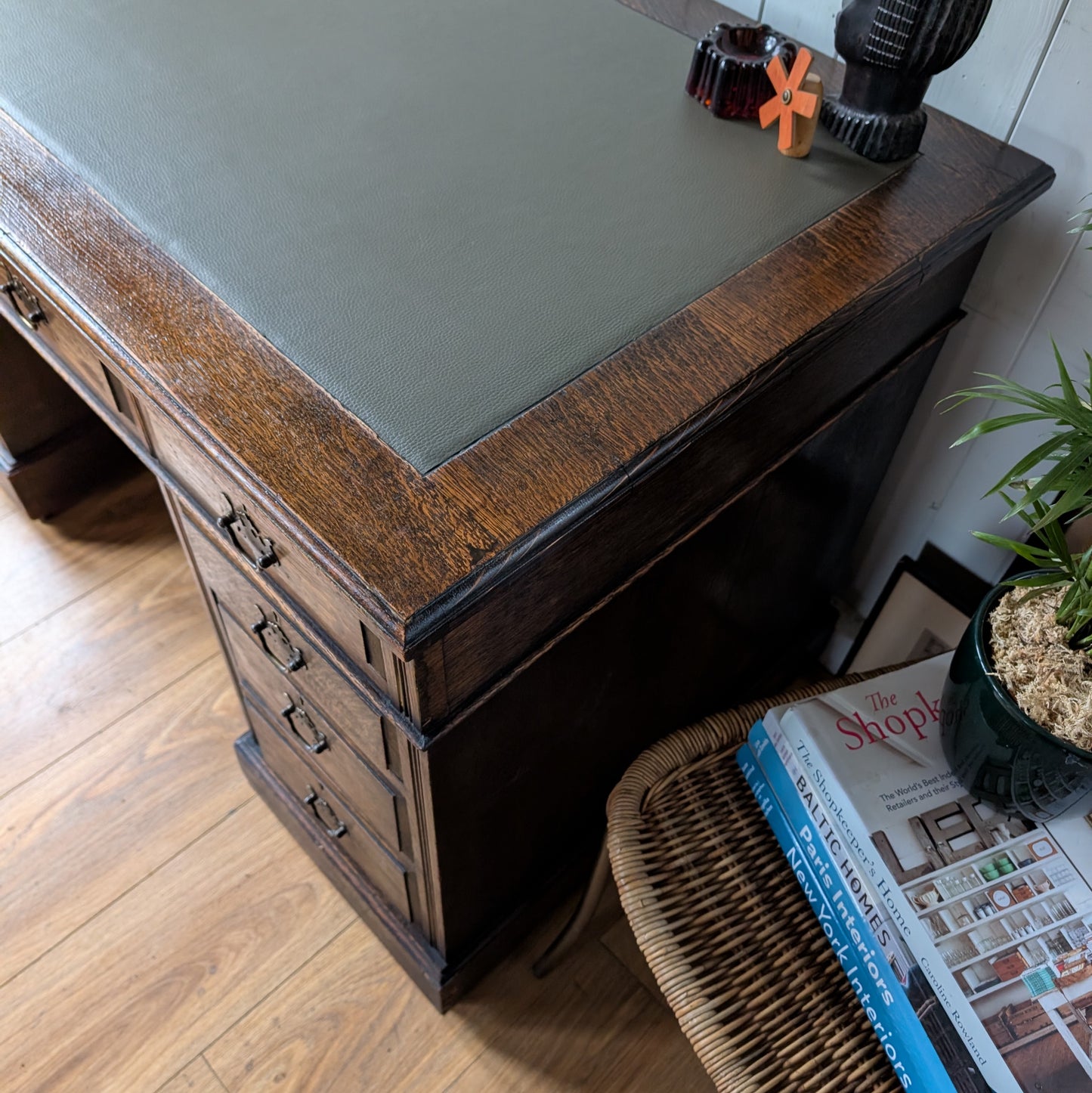 Antique Oak Twin Pedestal Desk