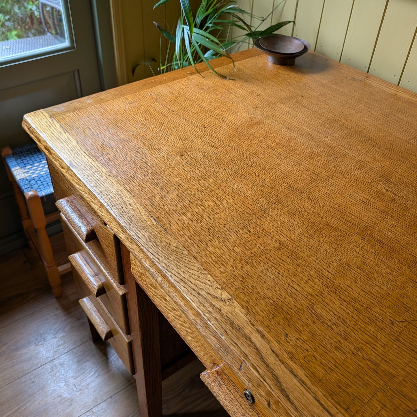 Vintage Oak Twin Pedestal Desk