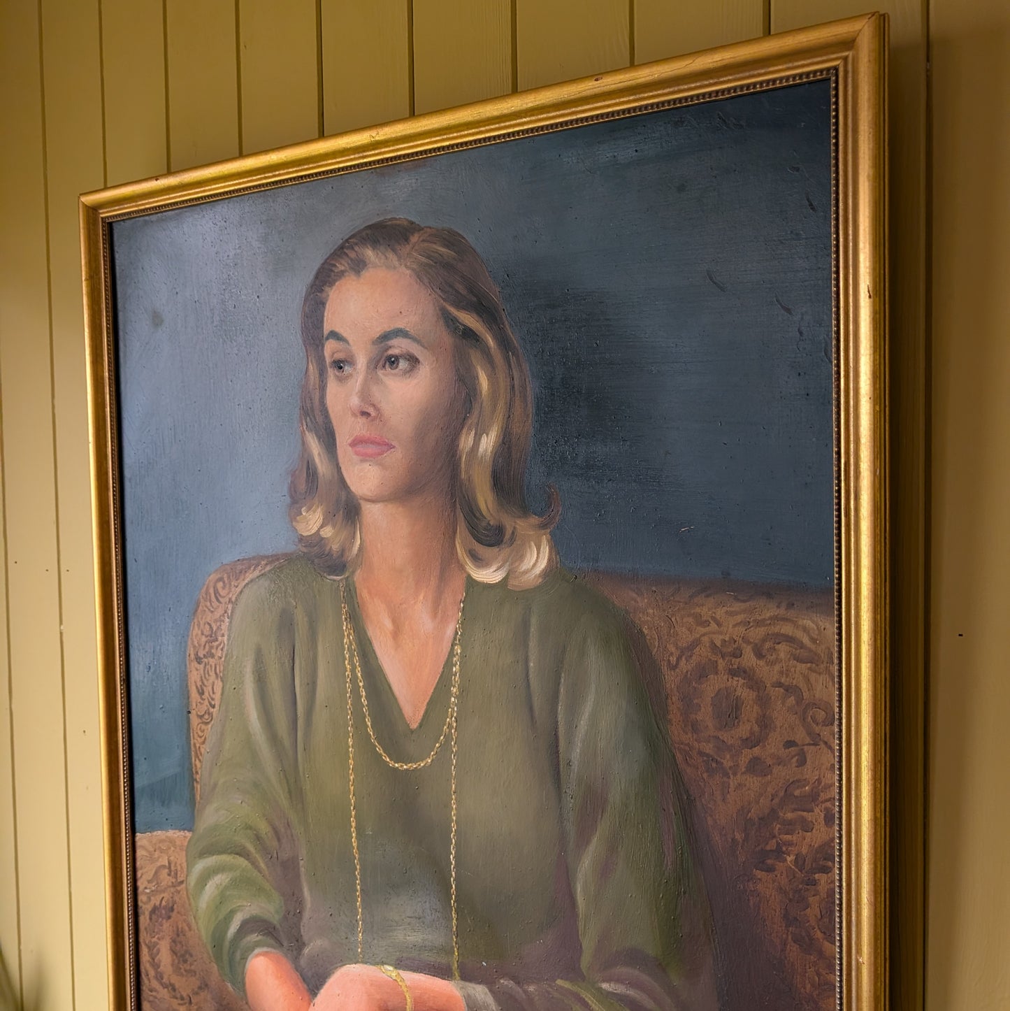 Large 1960s Oil Portrait "The Socialite"