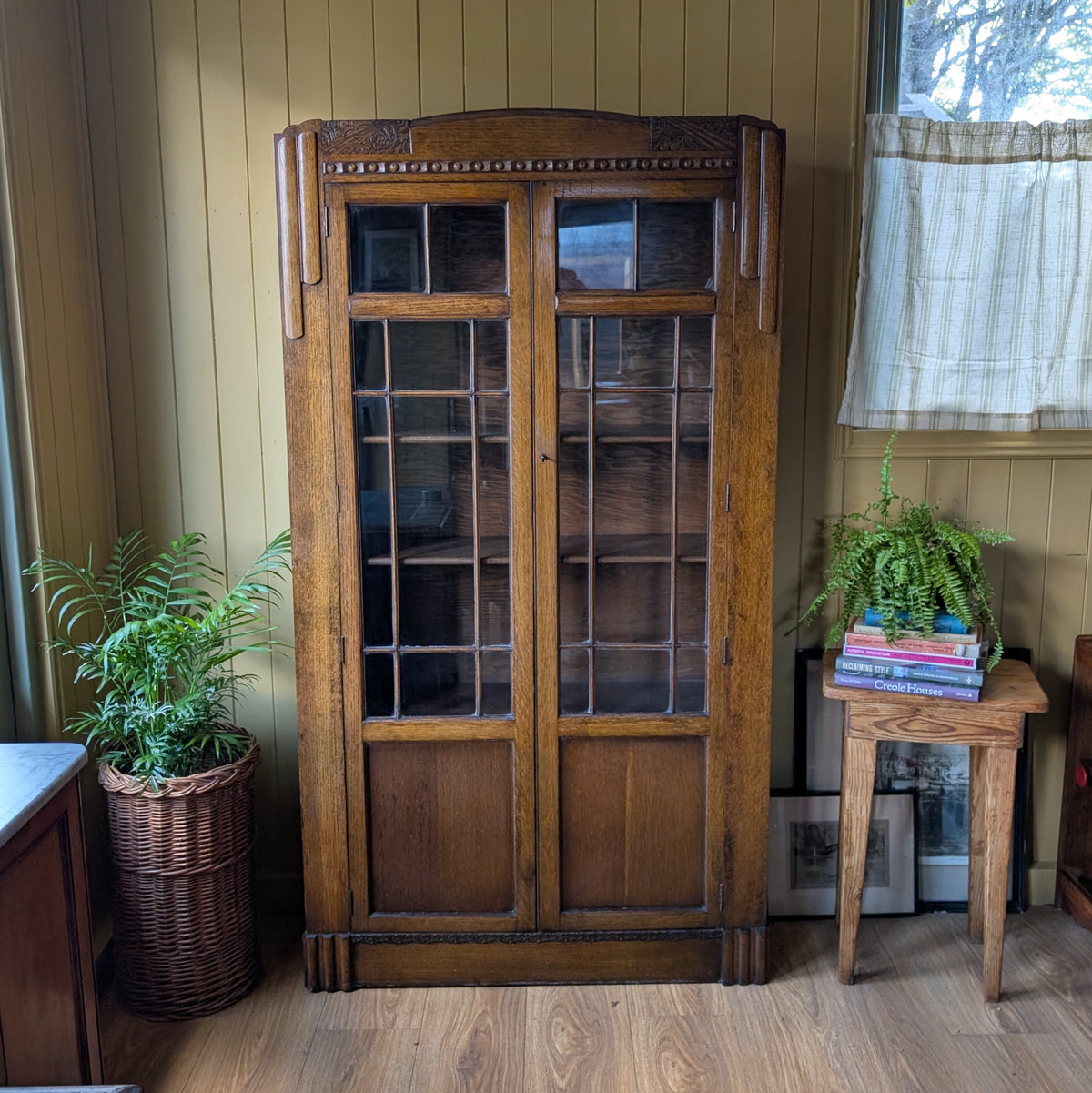 Glazed Art Deco Oak Bookcase