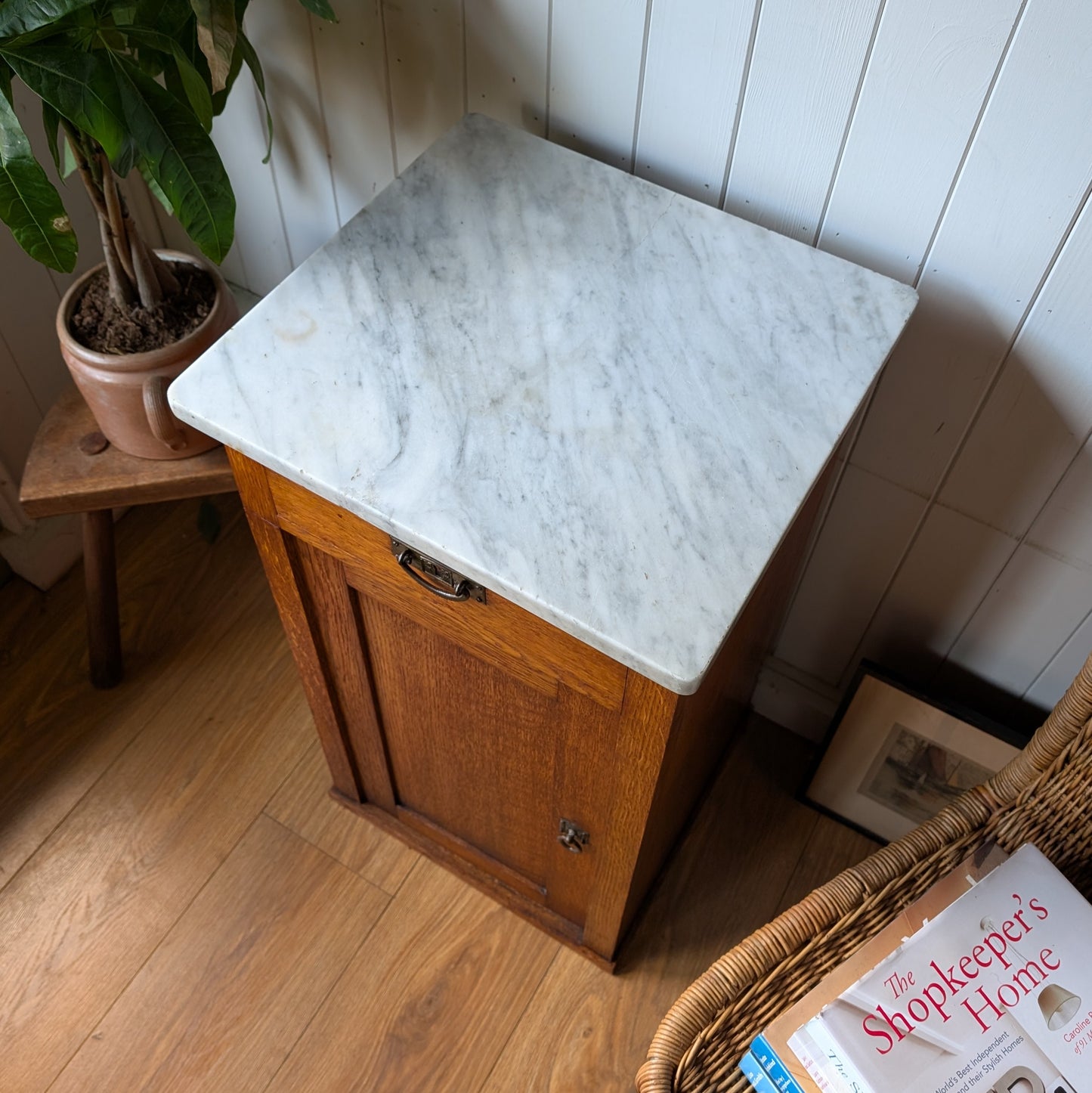 French Marble Top Pot Cupboard