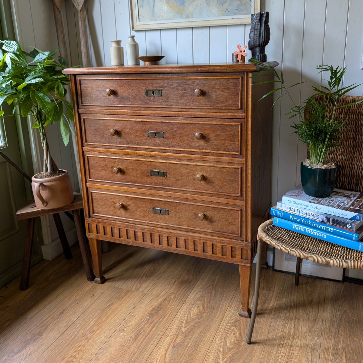 Vintage French Oak Chest of the Drawers