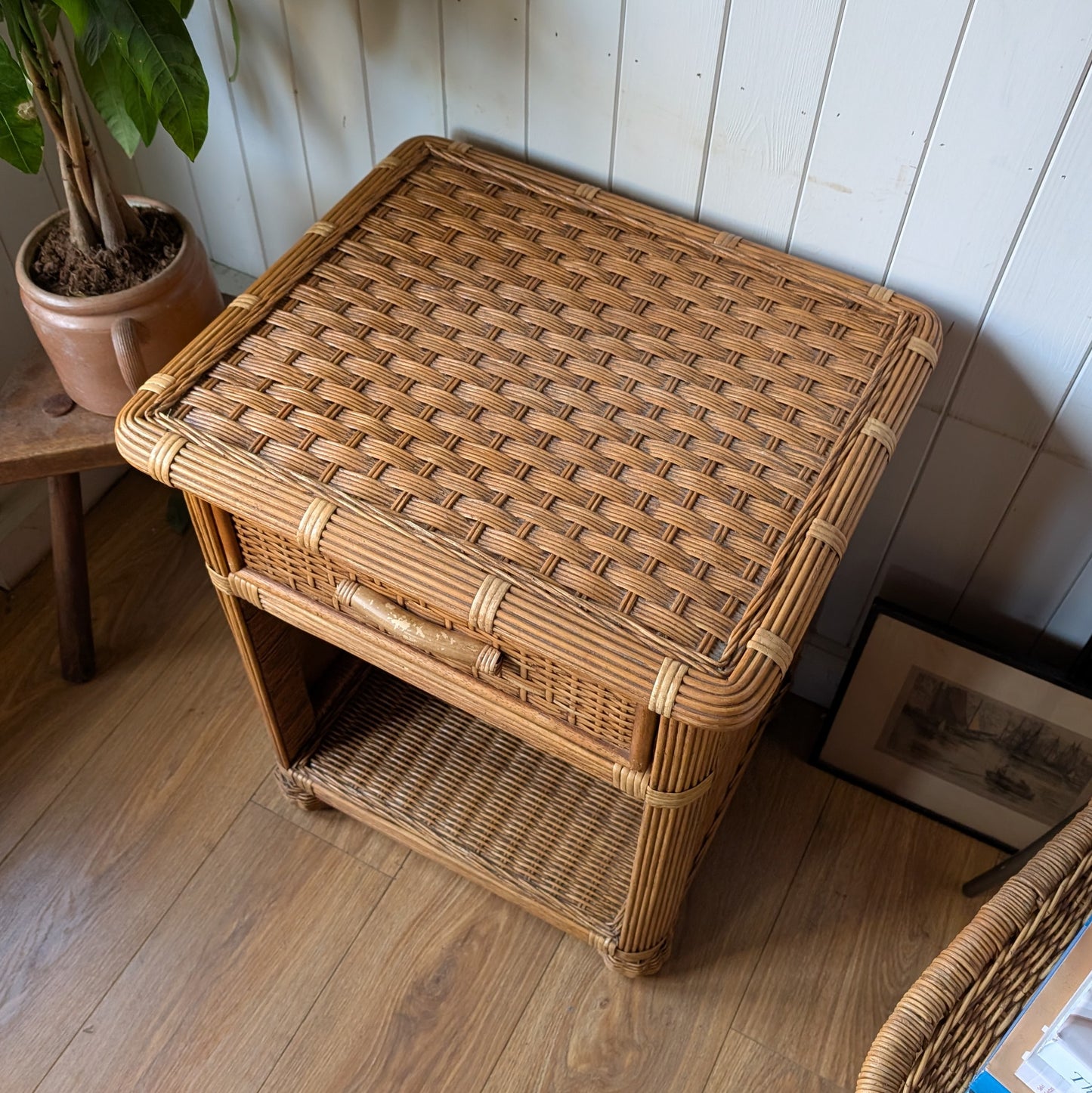 Vintage Wicker Side Table