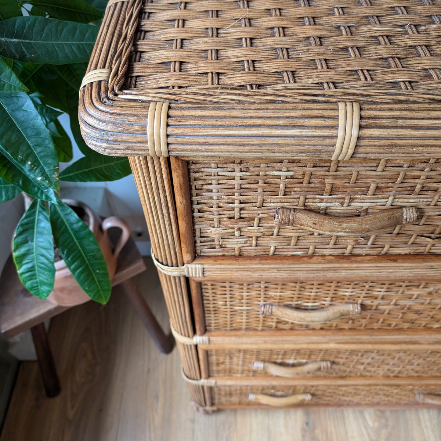 Vintage Wicker Chest of Drawers