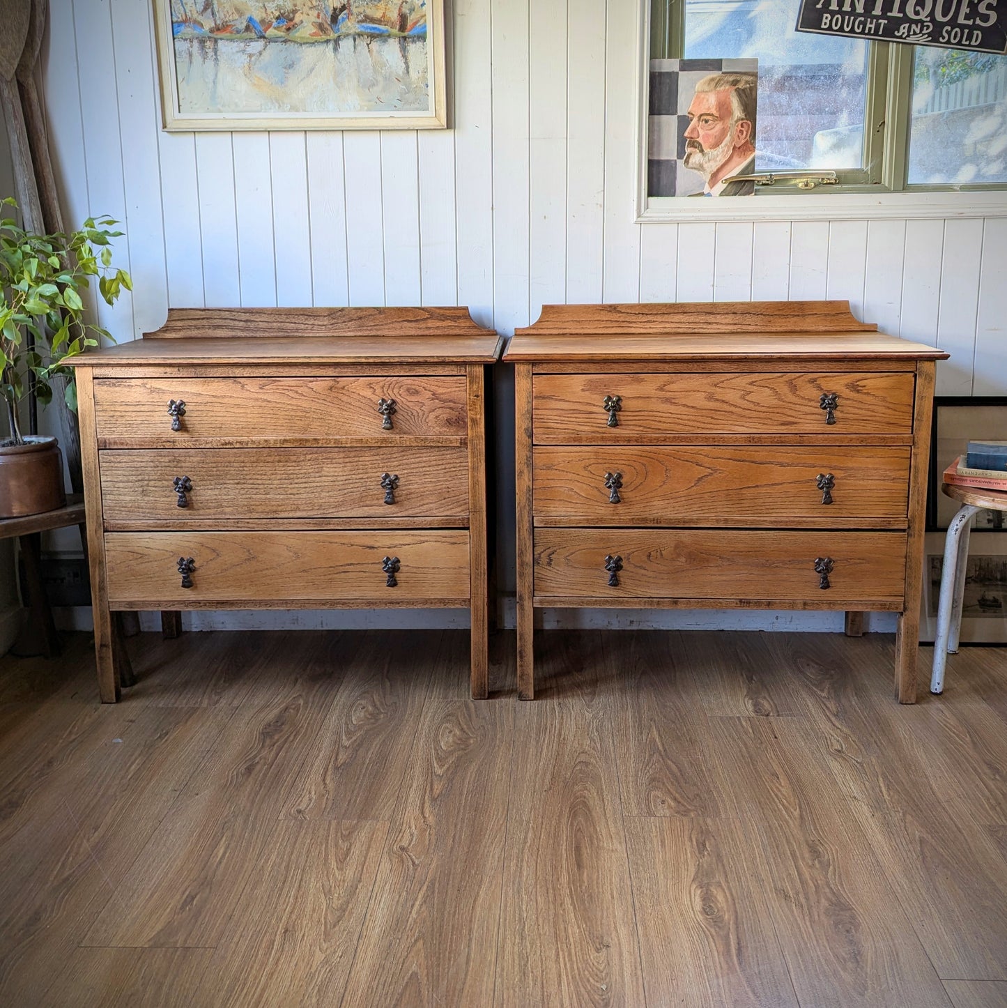 Pair of Vintage Oak Chest of Drawers