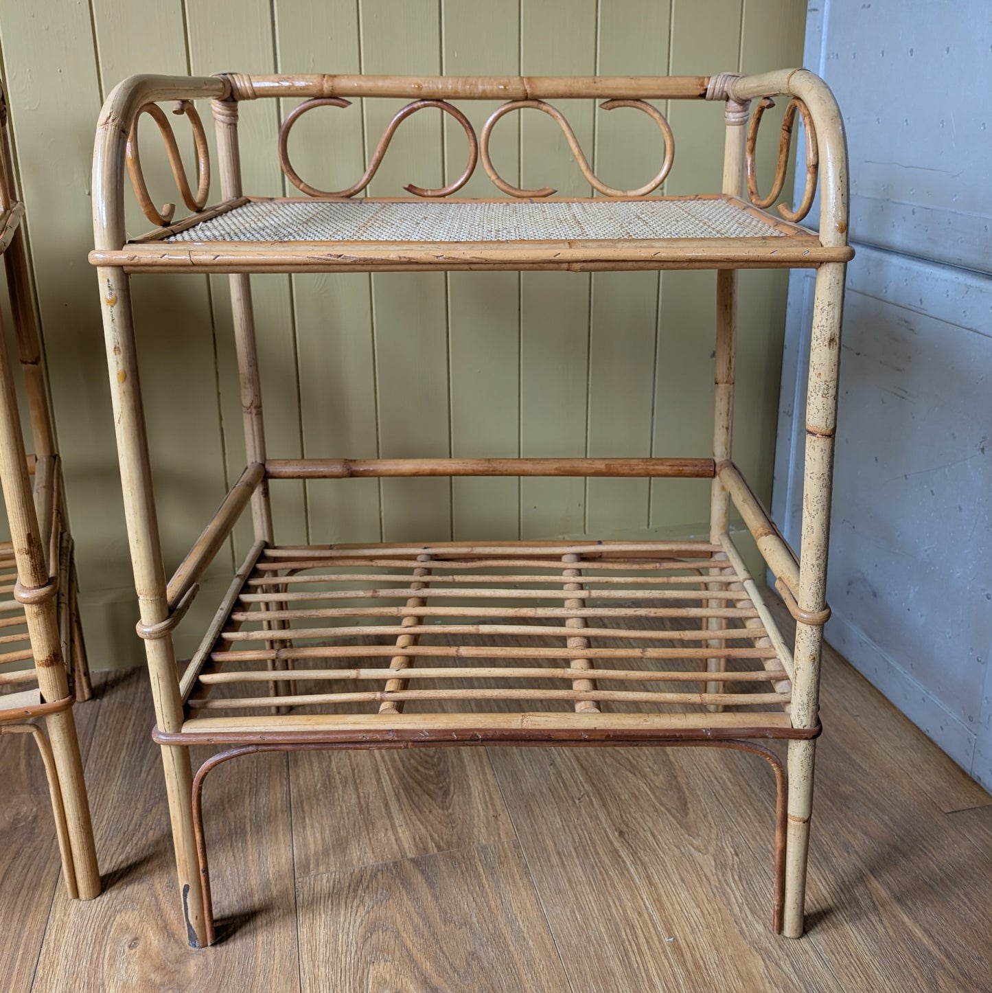 Pair of Mid Century Bamboo Side Tables