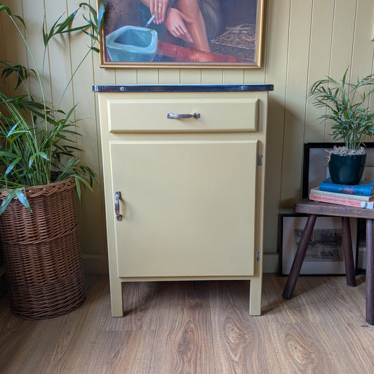 Vintage Freestanding Kitchen Cupboard with Enamel Top