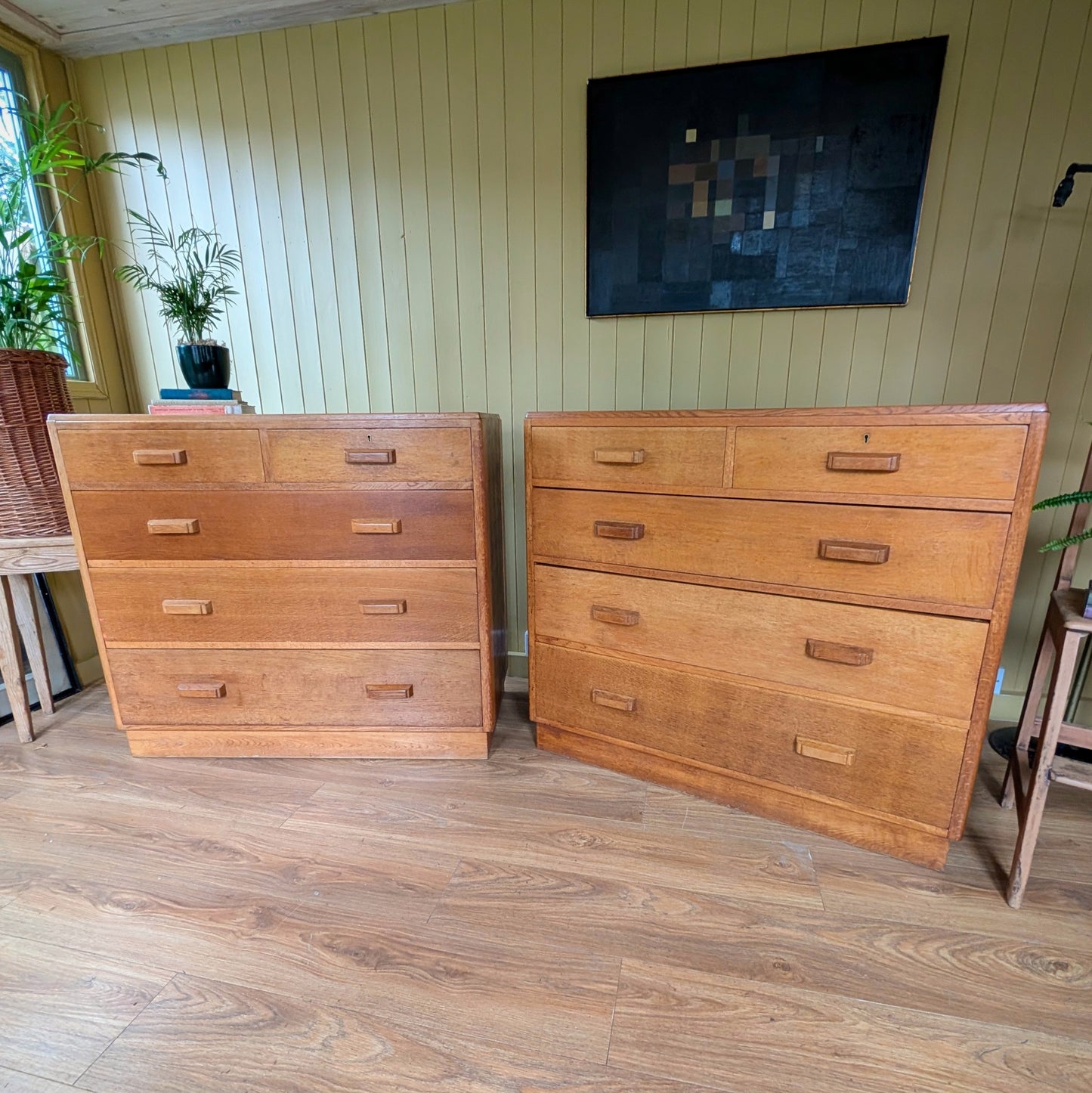 Pair of Vintage Oak Military Chest of Drawers