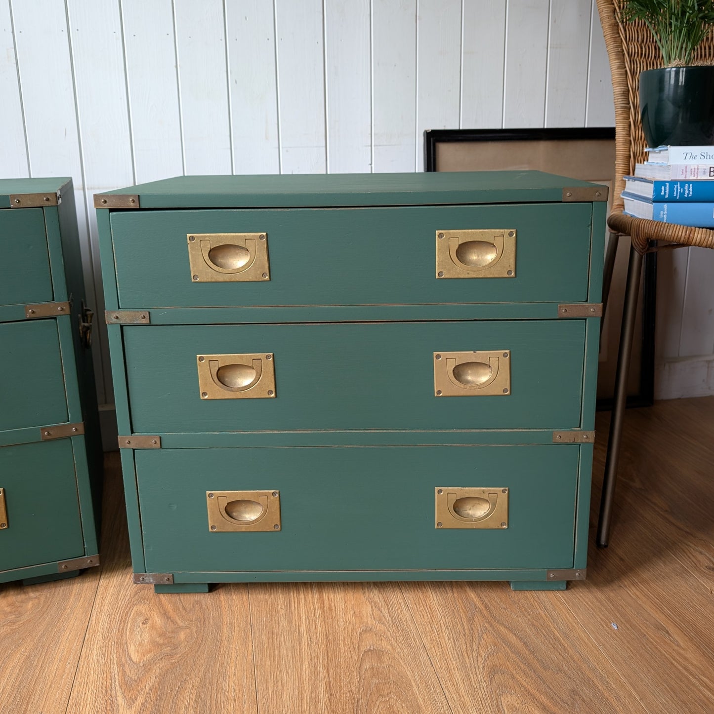 Pair of Mid Century Campaign Style Drawers [ref:7378]