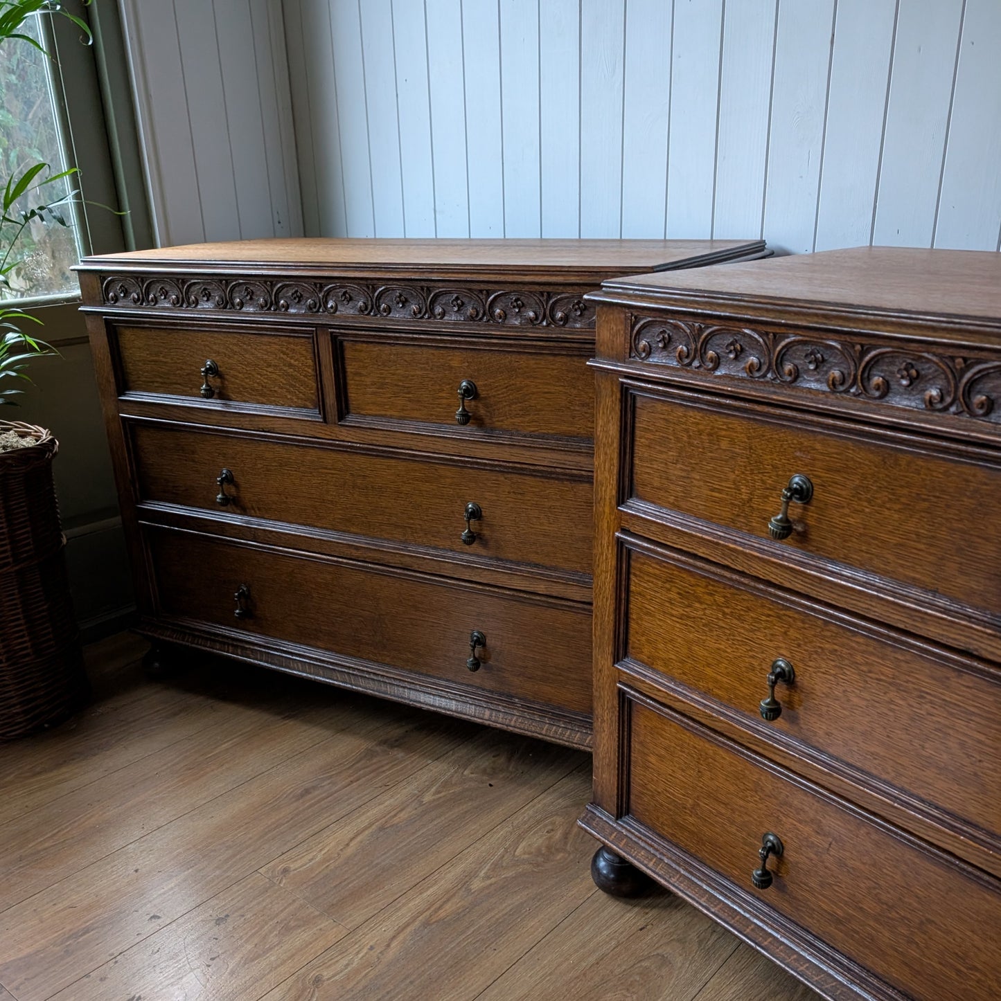 Pair of 1920s Oak Chest of Drawers