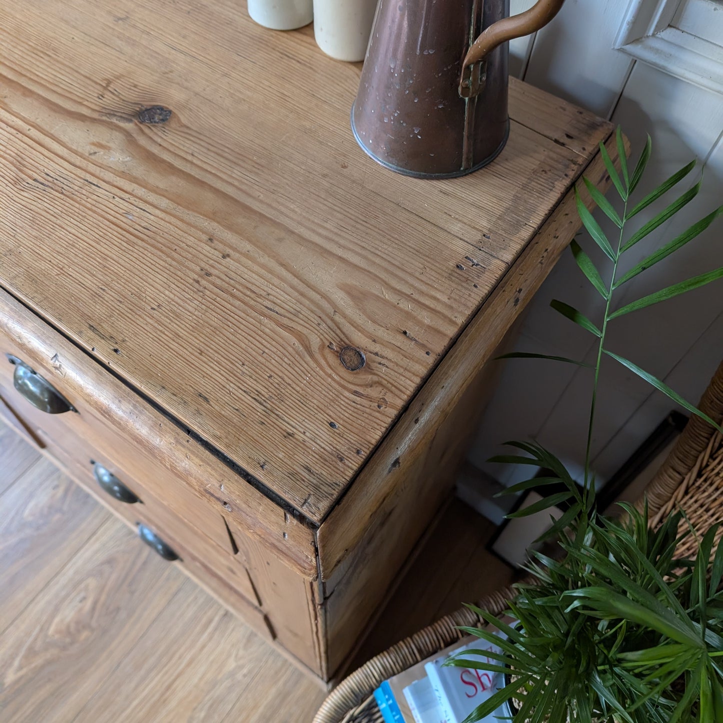 Rustic Victorian Pine Cupboard with Drawers