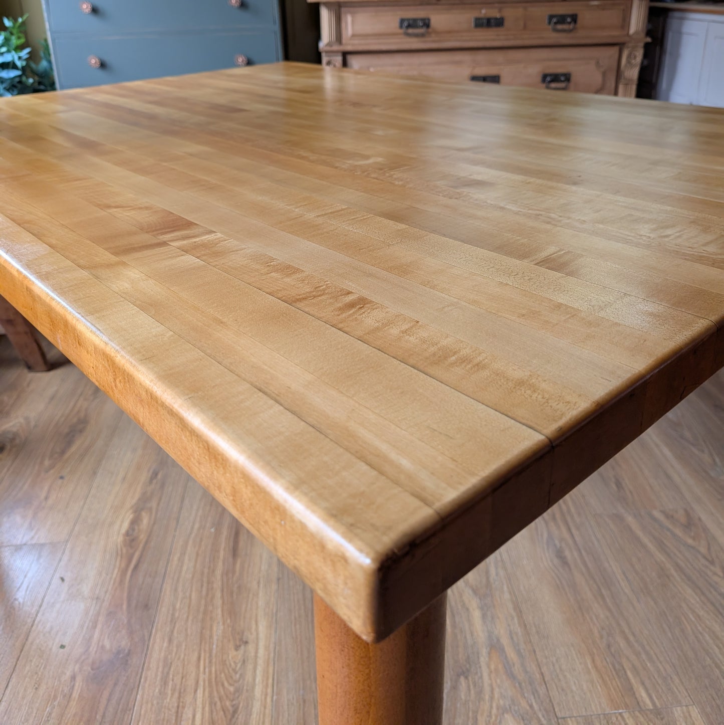 Mid Century Solid Hard Maple Butcher Block Dining Table