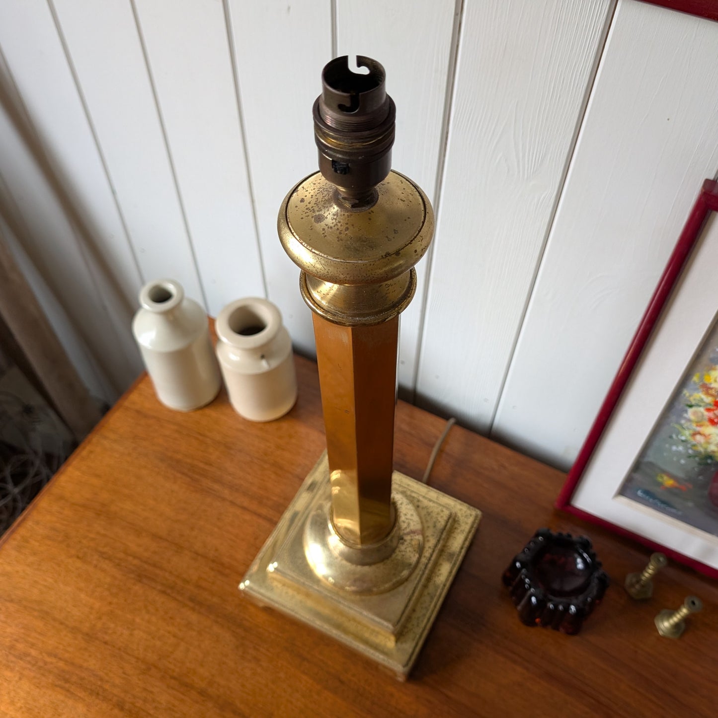 Large Vintage Brass Column Lamp