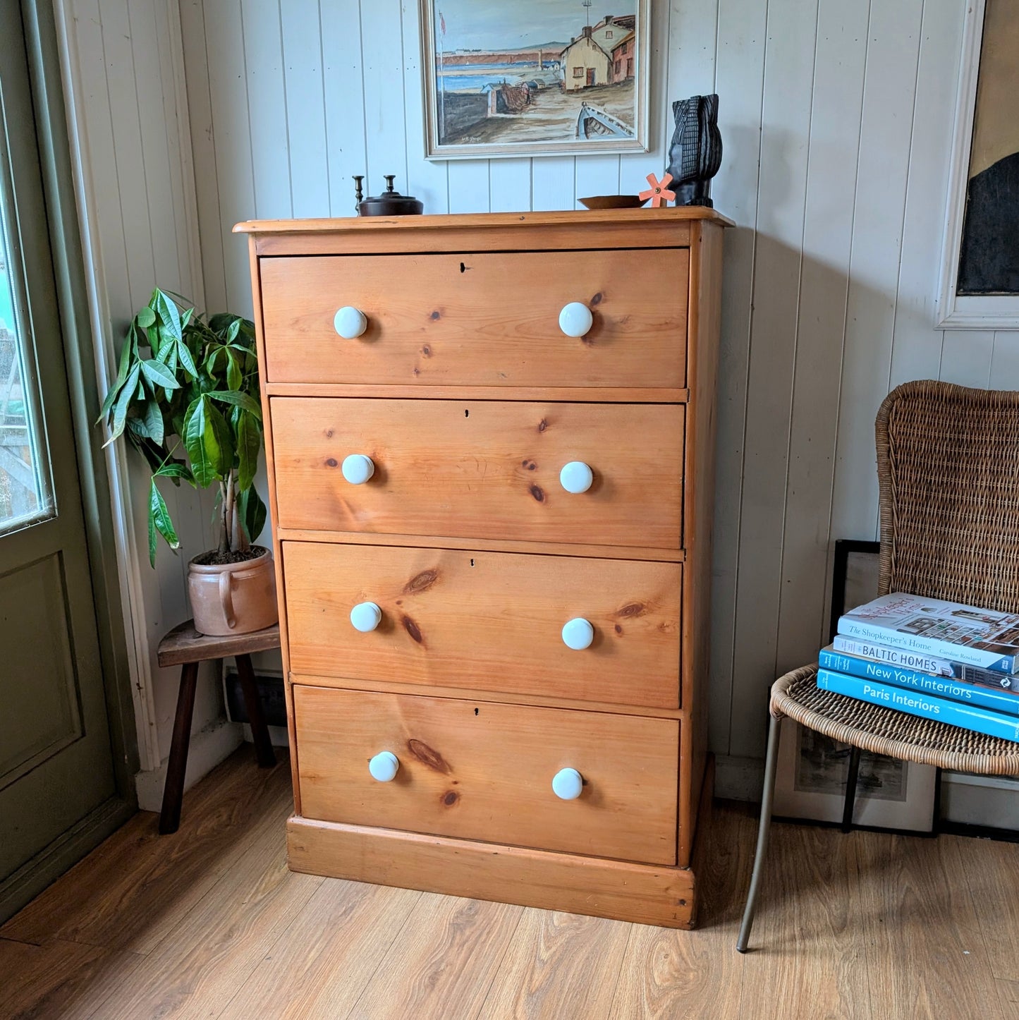Tall Victorian Pine Chest of Drawers