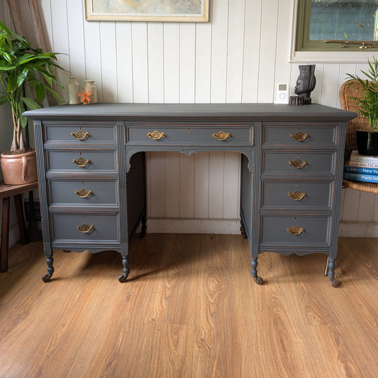 Painted Antique Twin Pedestal Desk