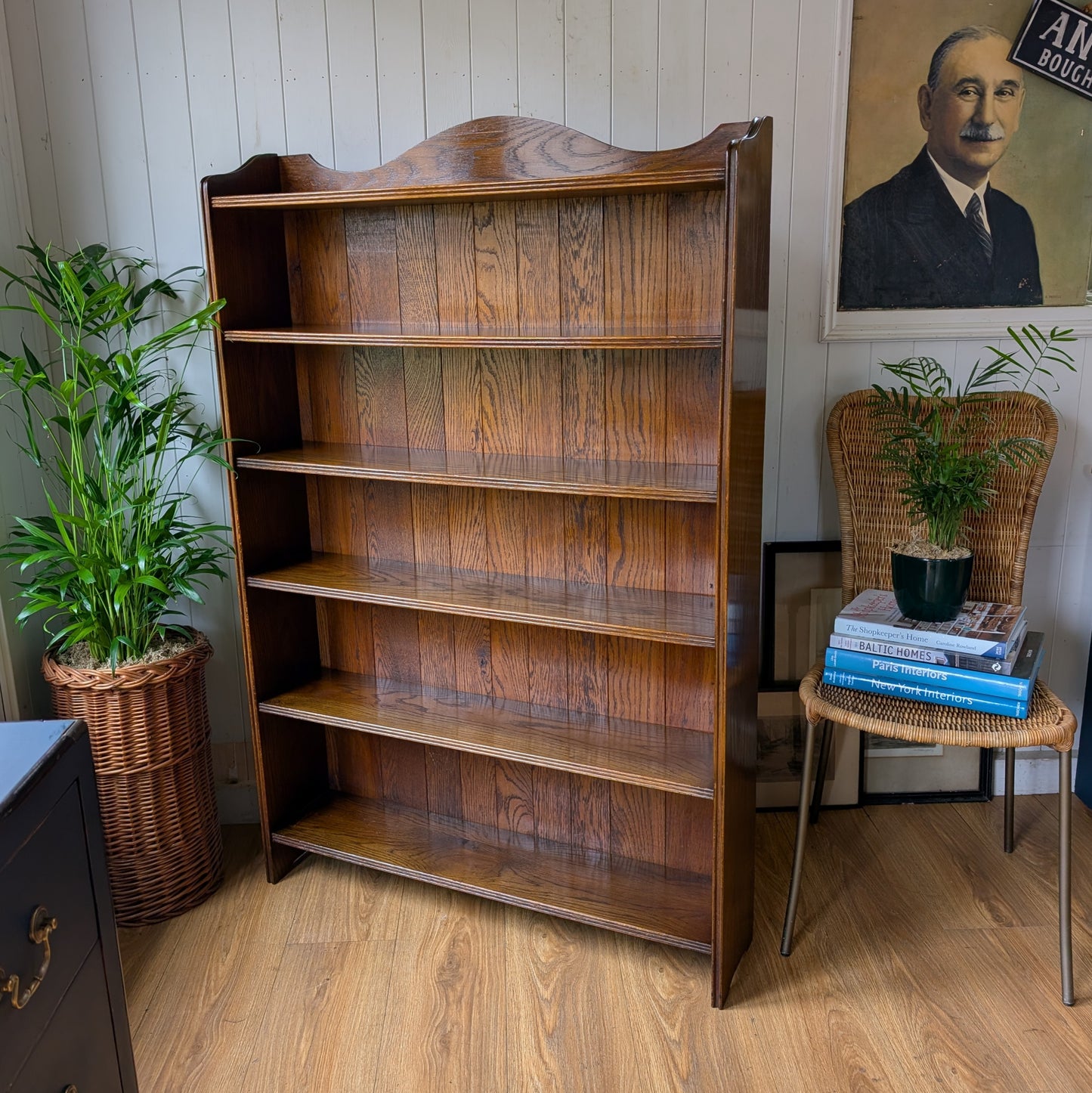 Tall Antique Oak Bookcase