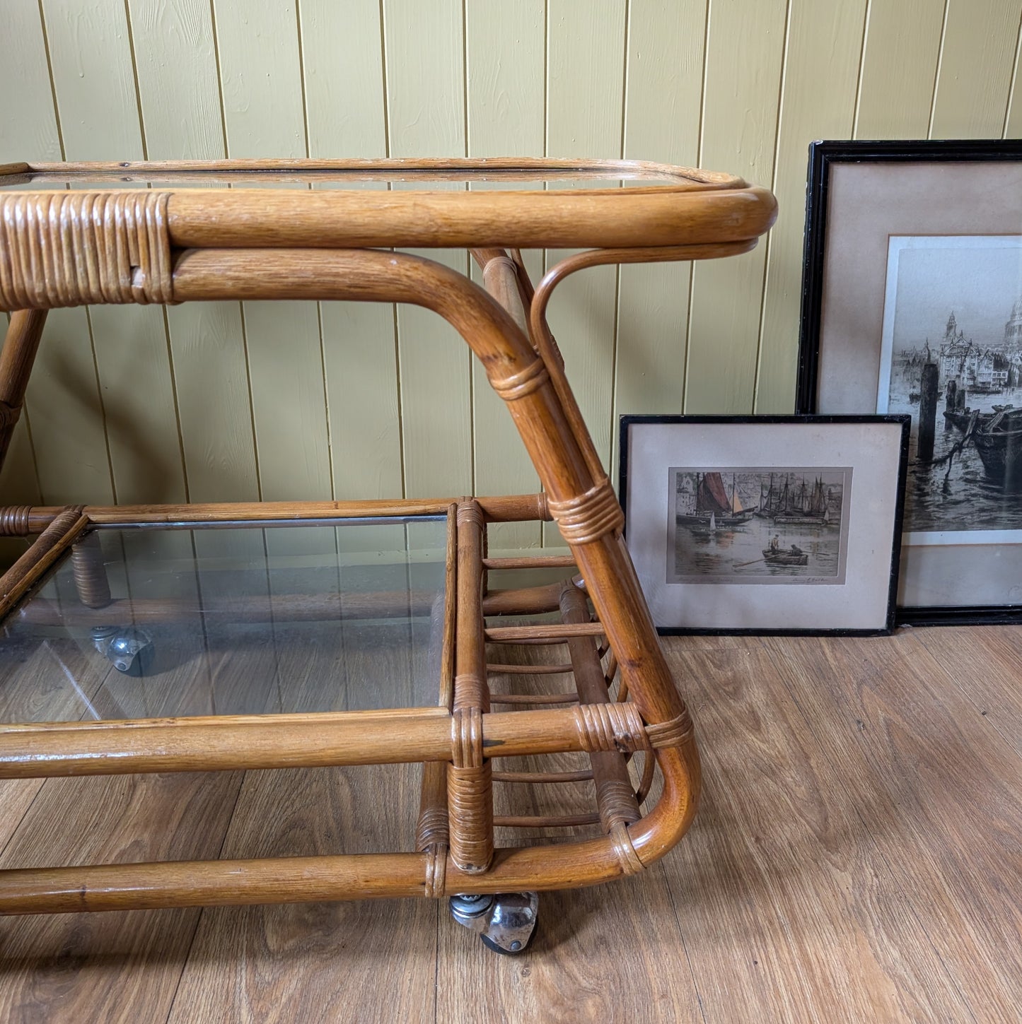 1950s Italian Bamboo Bar Cart