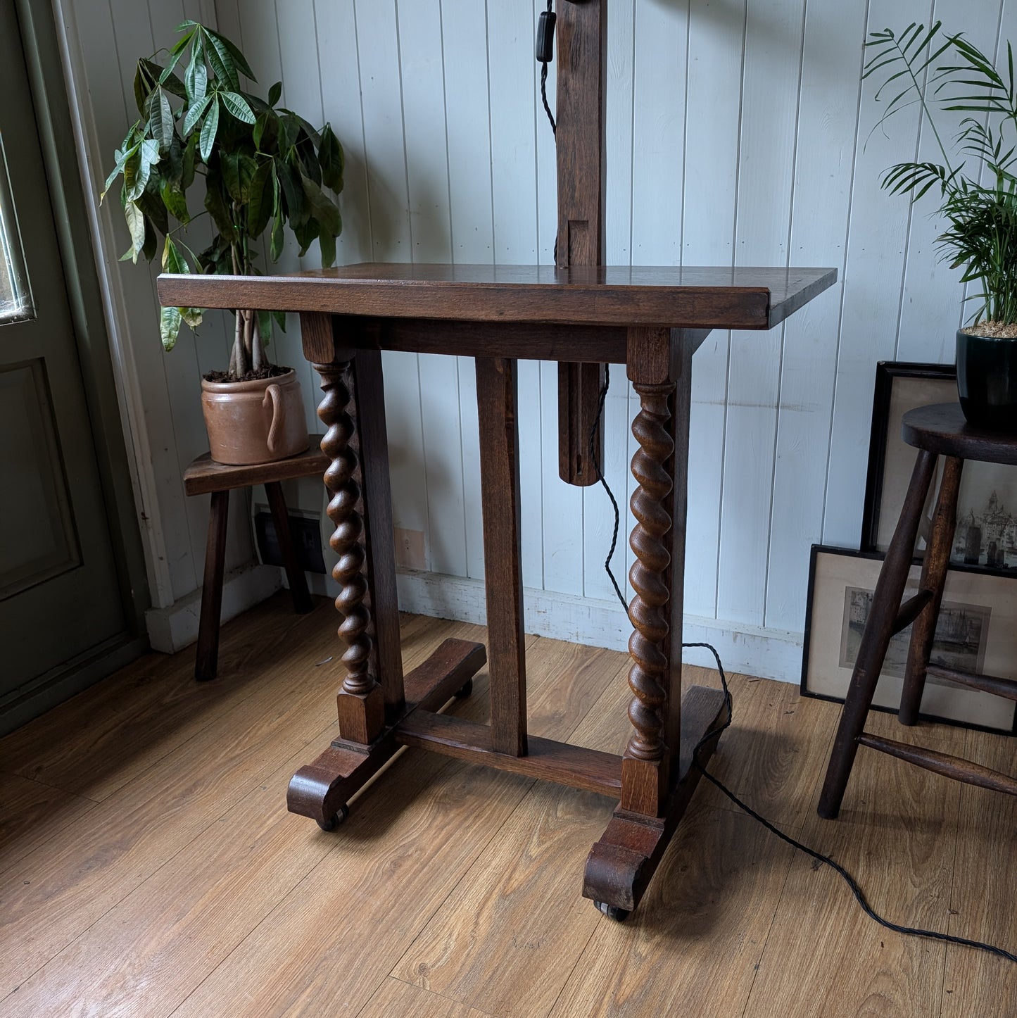 Antique French Draughtsmans Desk with Light