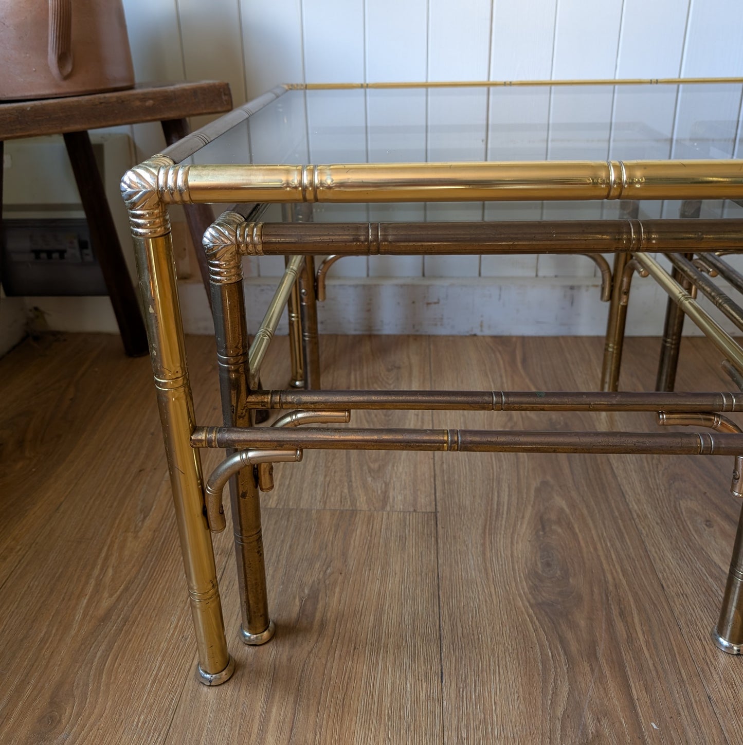 Italian Faux Bamboo Brass Coffee Table