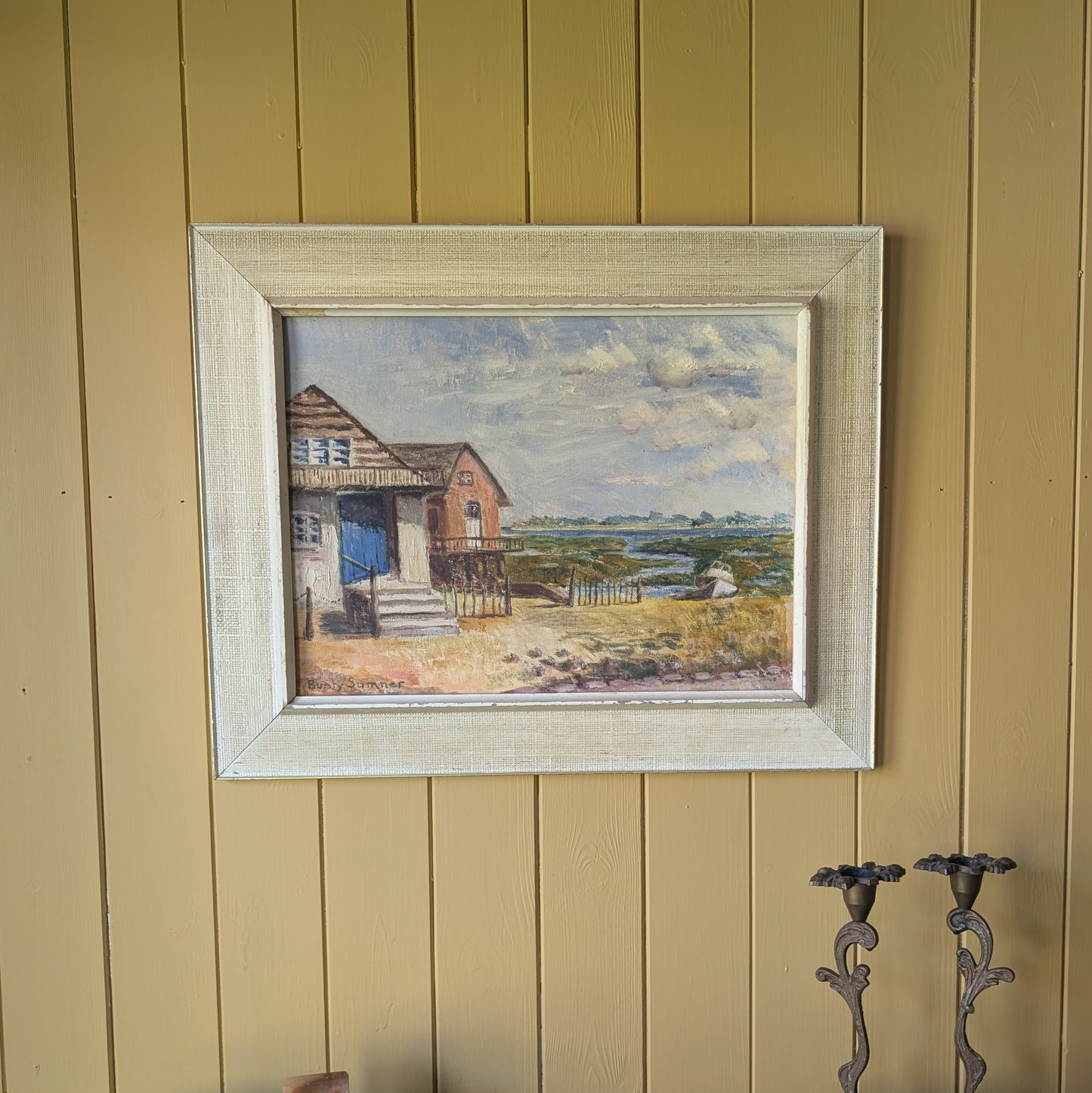 Original Mid-Century Coastal Seascape Oil Painting
