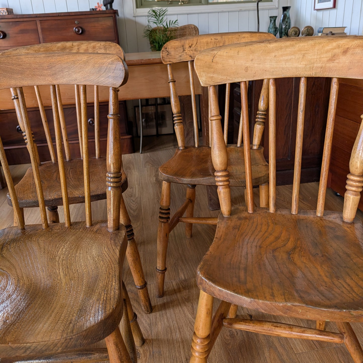Victorian Kitchen Table and Six Chairs