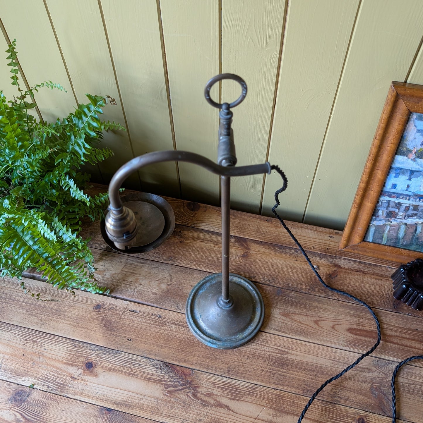 Antique French Rise and Fall Task Lamp