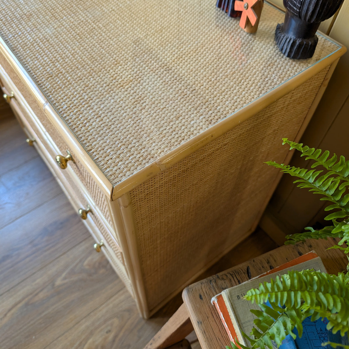 Small Mid Century Bamboo Chest of Drawers