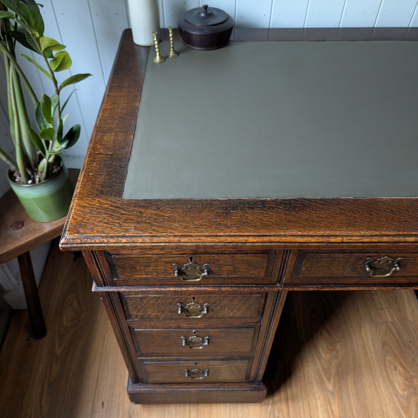 Antique Oak Twin Pedestal Desk