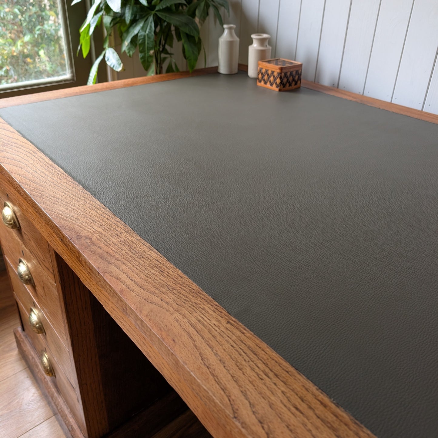 Antique Oak Twin Pedestal Desk