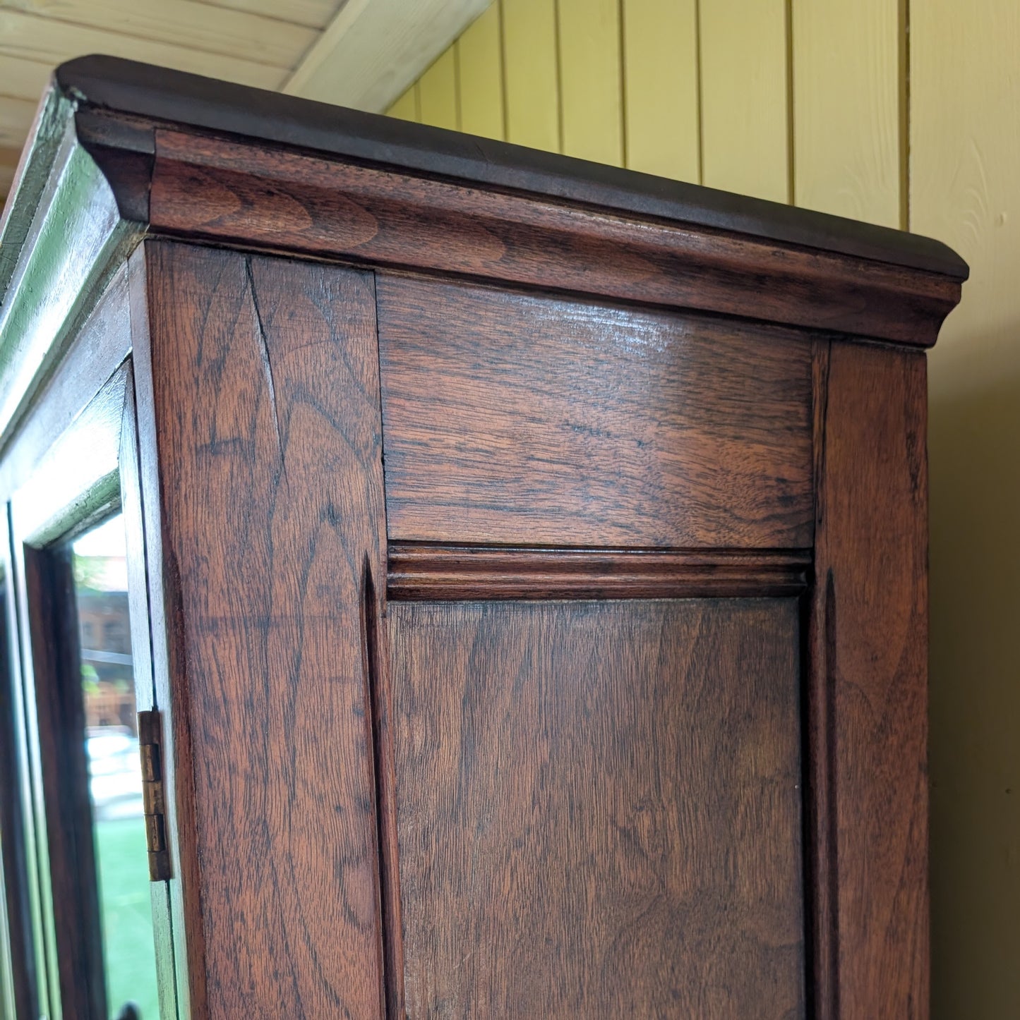 Antique Oak Glazed Countertop Cupboard.