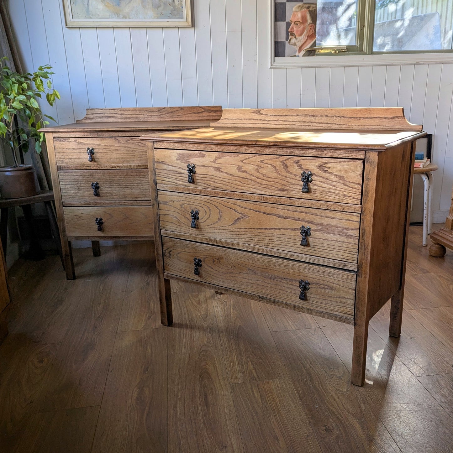 Pair of Vintage Oak Chest of Drawers