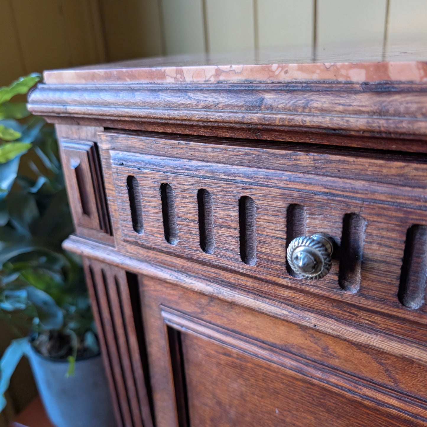 Antique French Marble Top Pot Cupboard