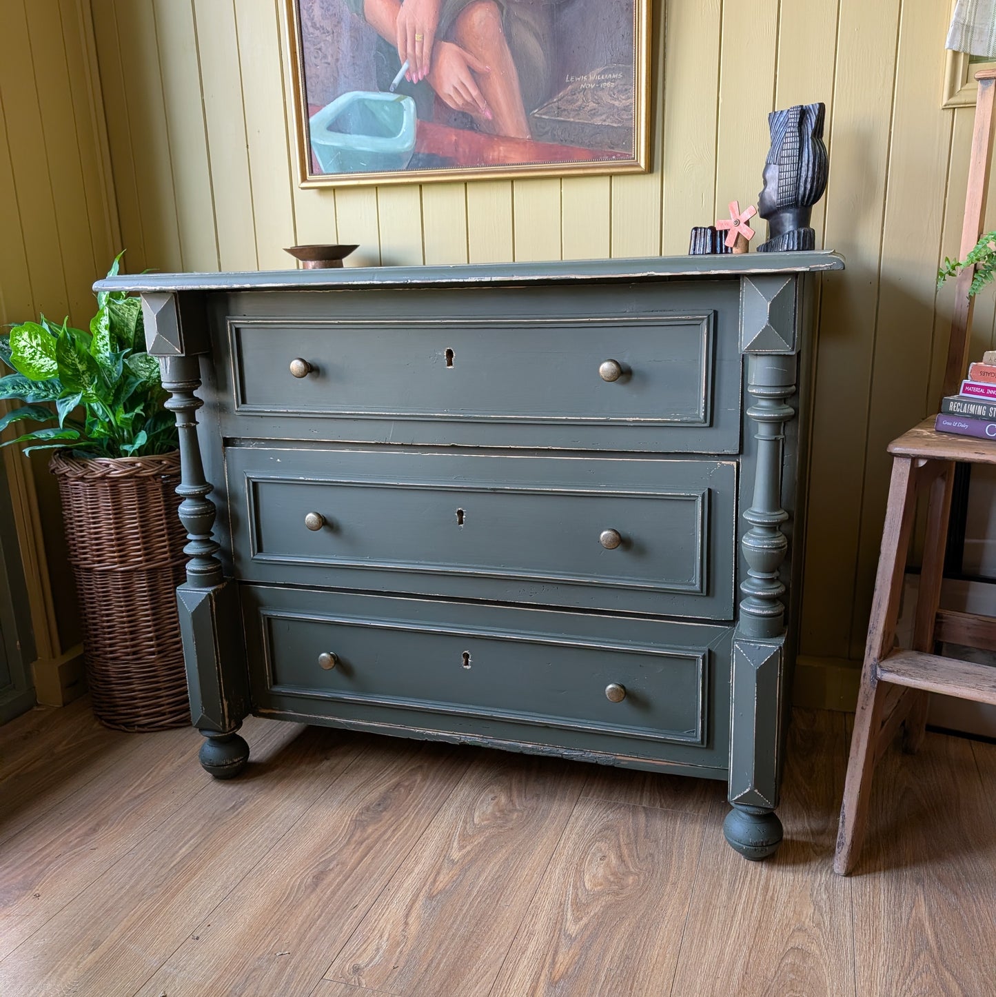 Painted Antique French Chest of Drawers