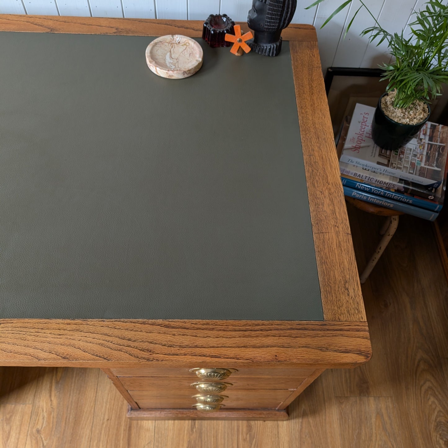 Antique Oak Twin Pedestal Desk