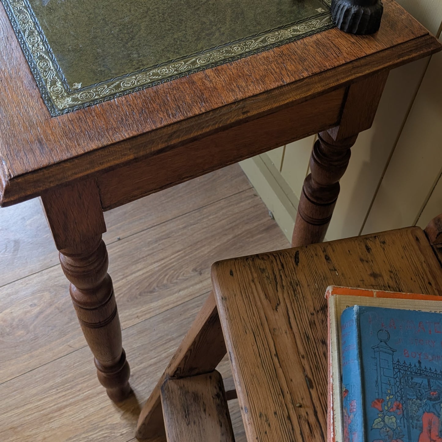 Antique Writing Desk with Leather Top