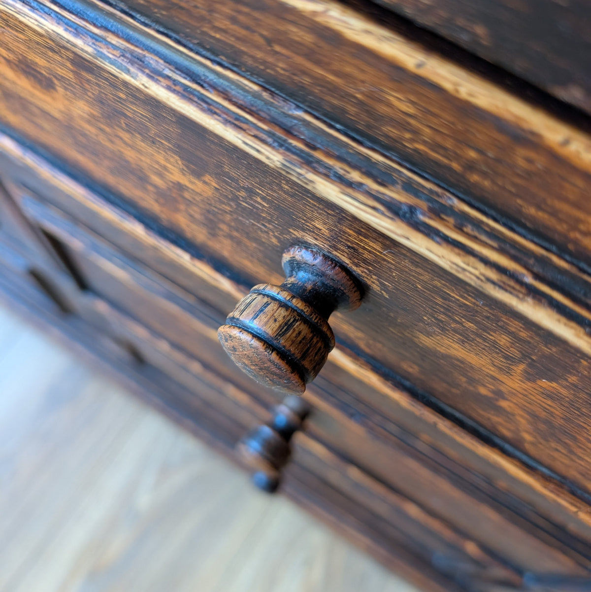 Rustic Solid Oak Antique Chest of Drawers