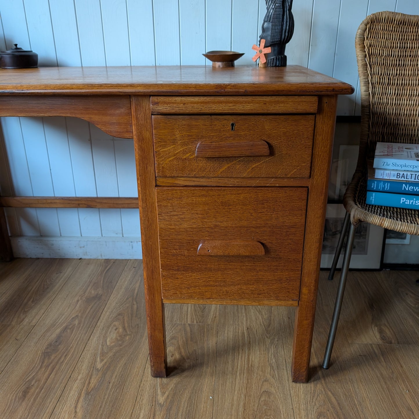 Antique Oak Pedestal Desk