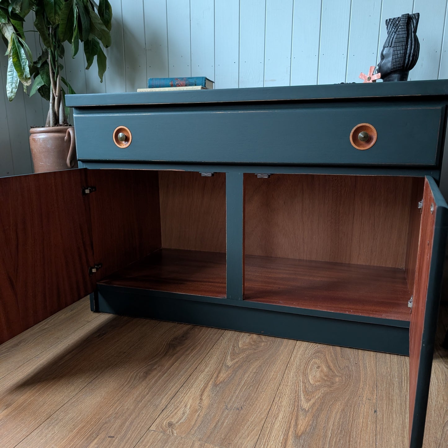 Low Painted Mid Century Cupboard