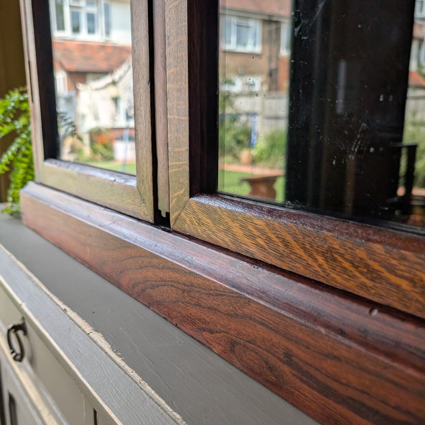 Antique Oak Glazed Countertop Cupboard.