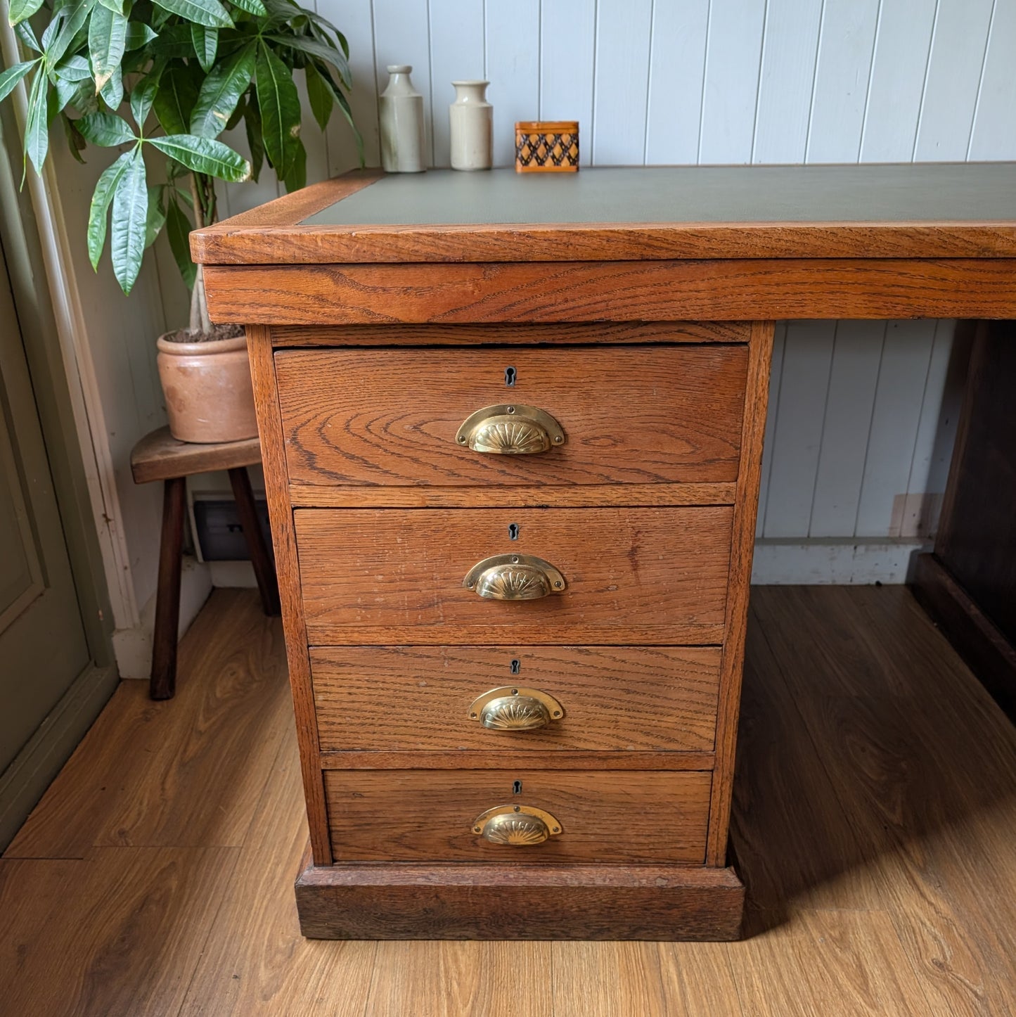 Antique Oak Twin Pedestal Desk