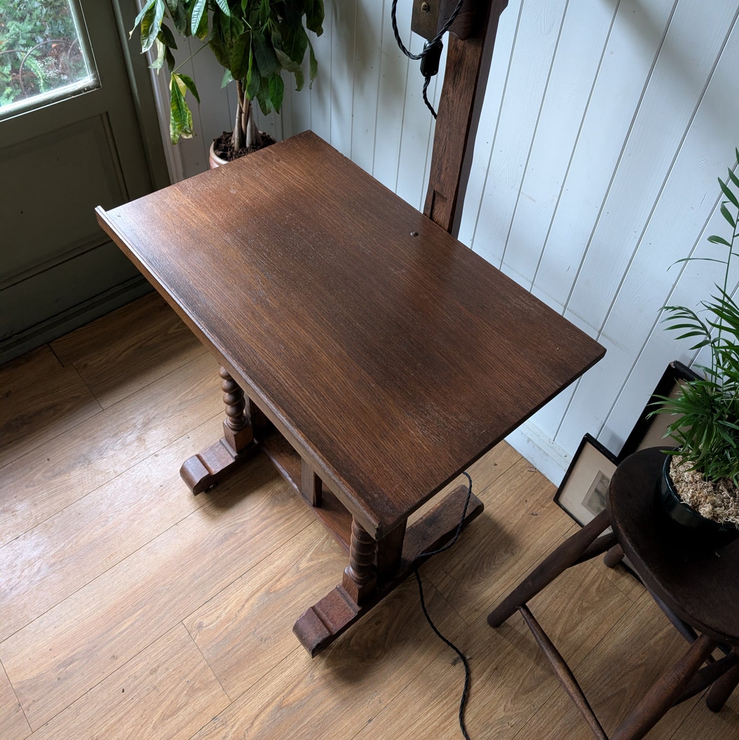 Antique French Draughtsmans Desk with Light