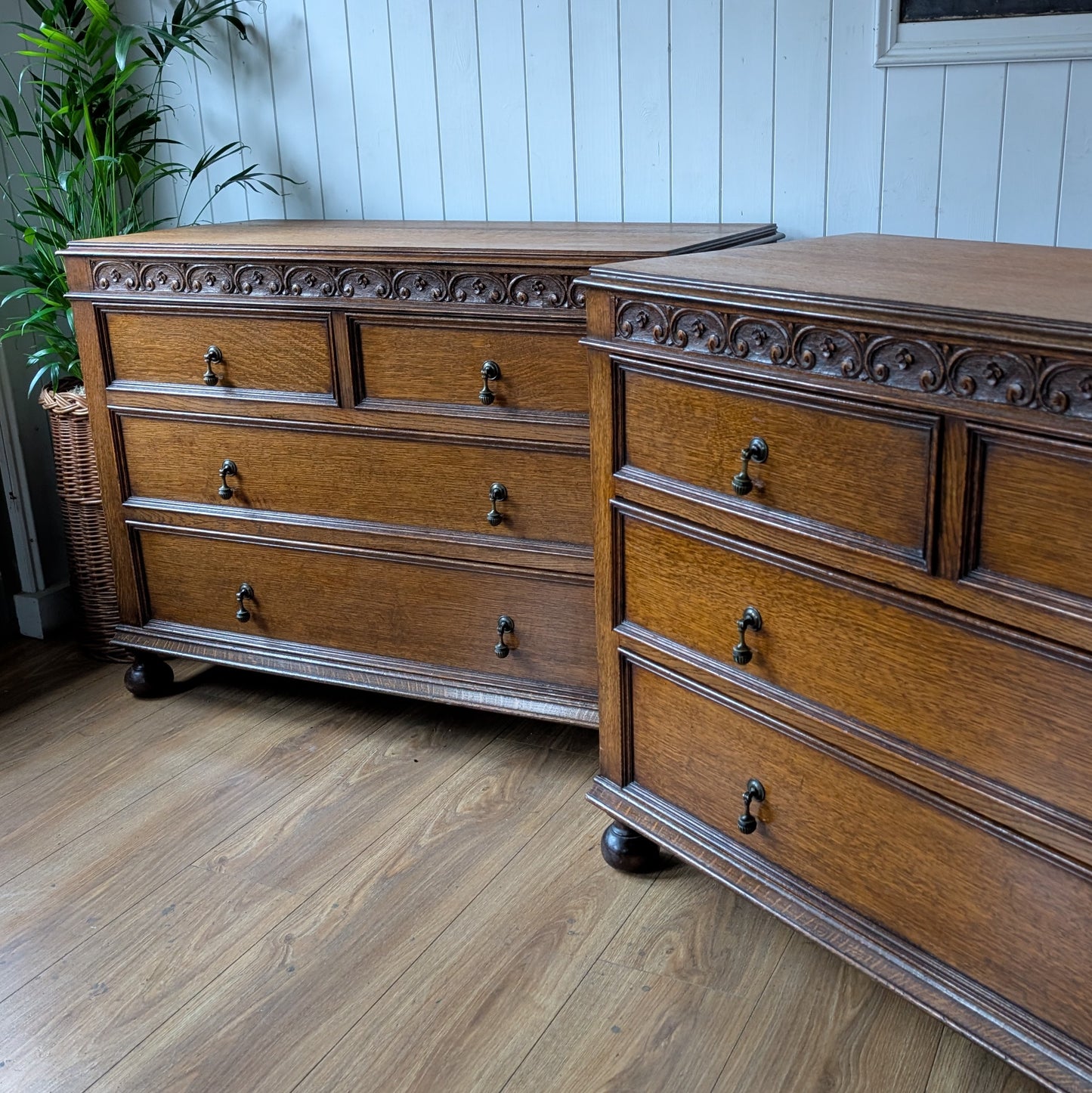 Pair of 1920s Oak Chest of Drawers