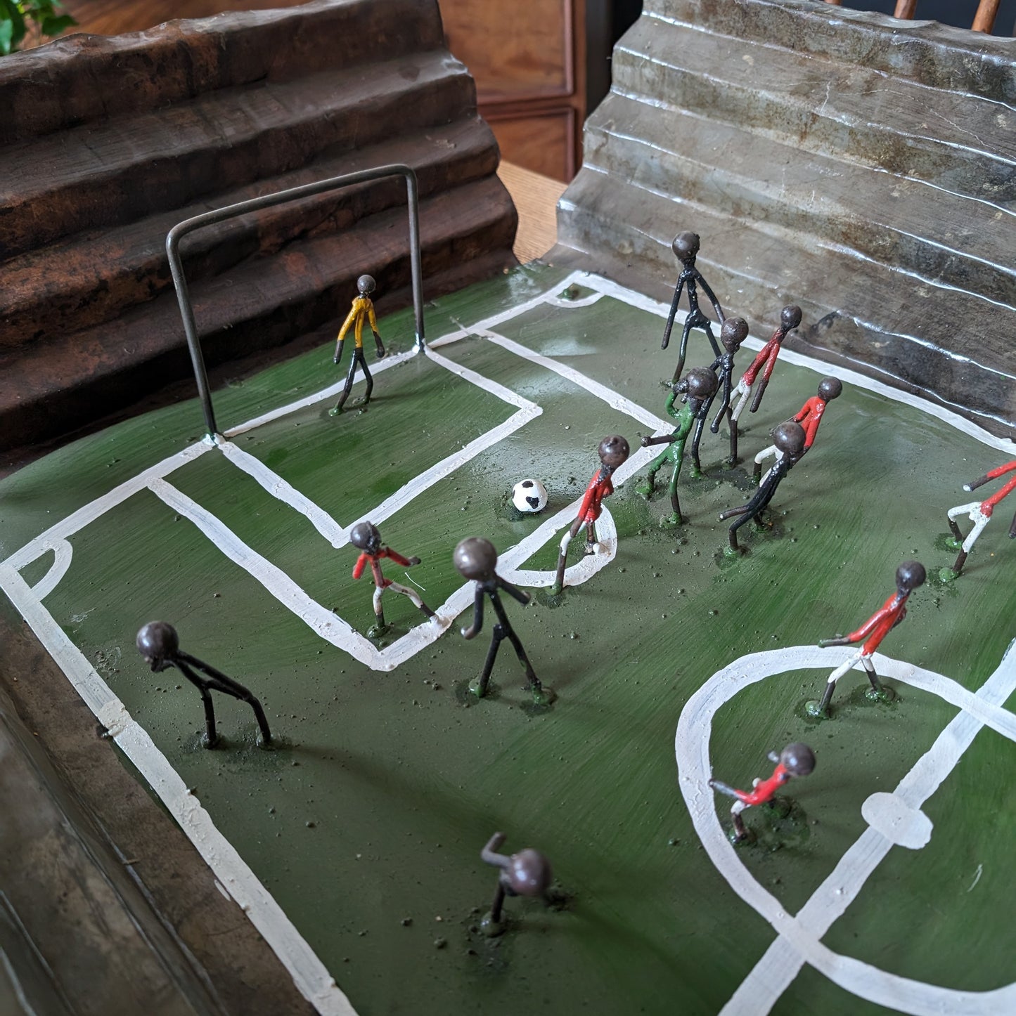 Rustic Metal Football Stadium Art