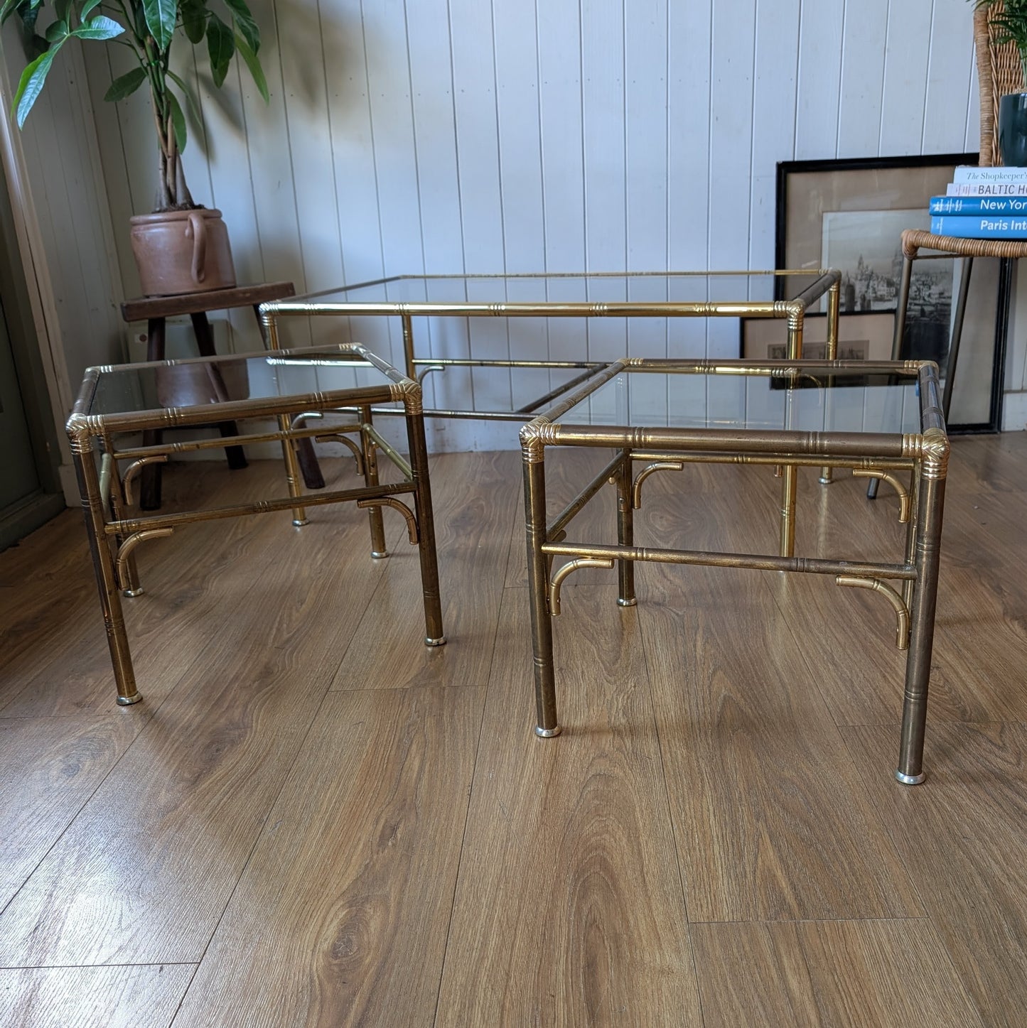 Italian Faux Bamboo Brass Coffee Table