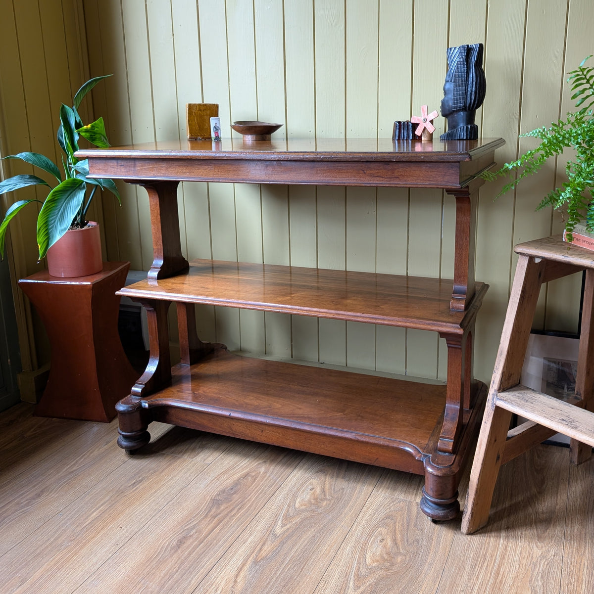 Antique Victorian Mahogany Three-Tier Buffet Server & Console Table