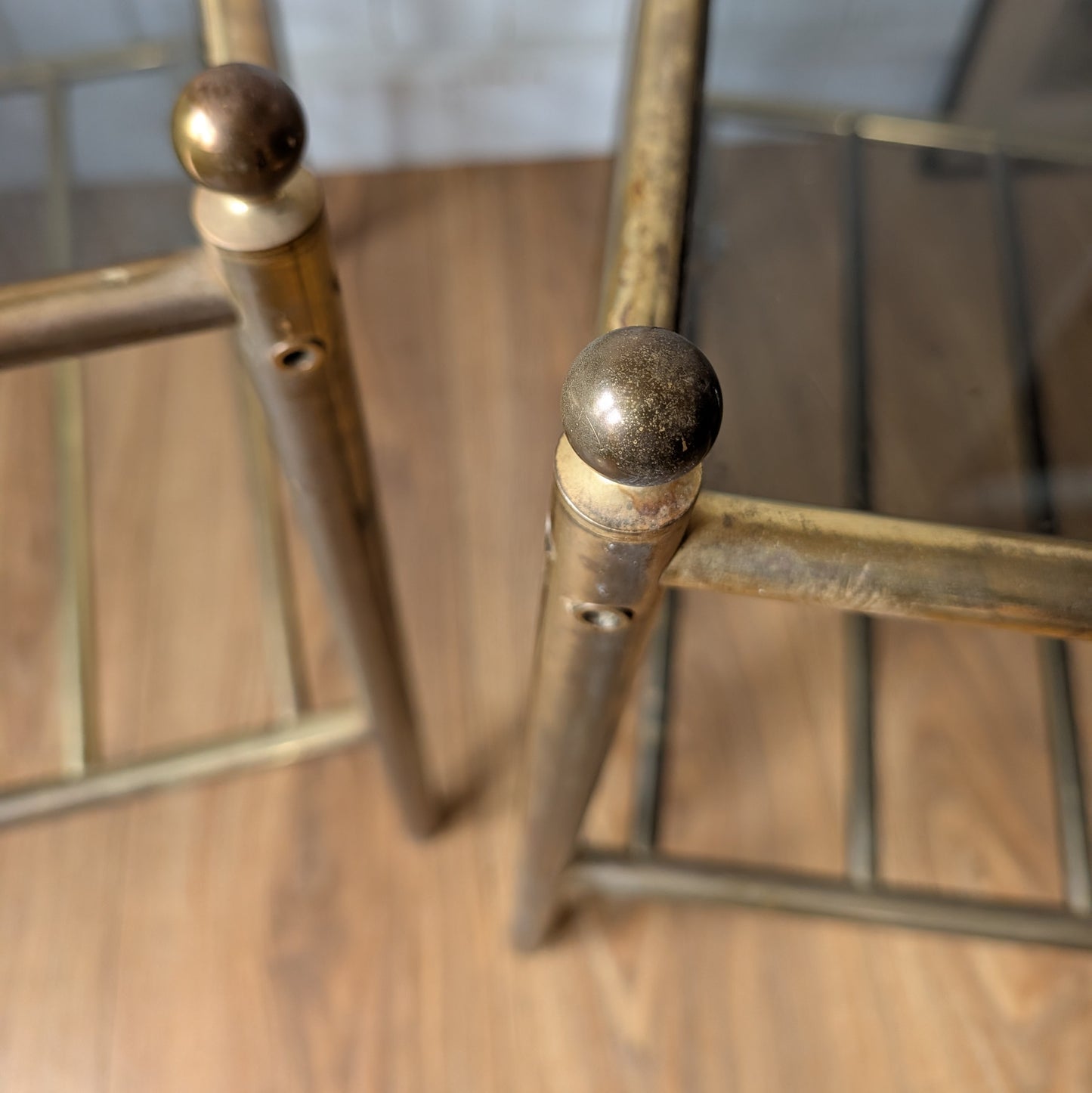 Pair of Mid Century Antique Brass Side Tables
