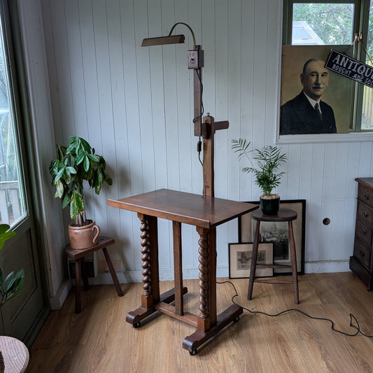 Antique French Draughtsmans Desk with Light