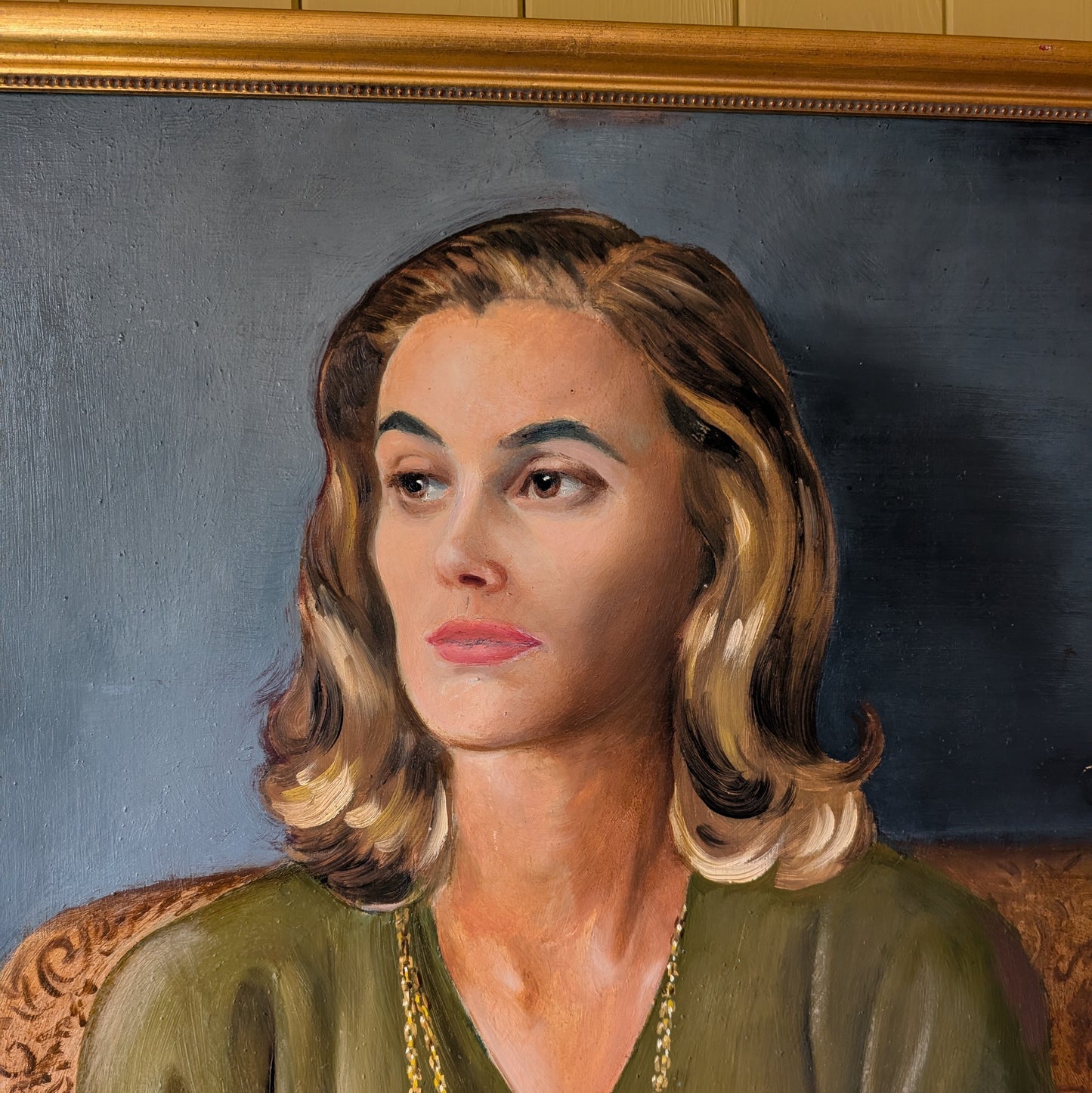 Large 1960s Oil Portrait "The Socialite"